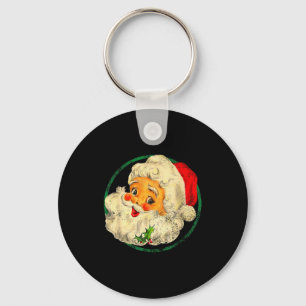 Christmas Santa Claus Face Old Fashioned Pajamas H Key Ring