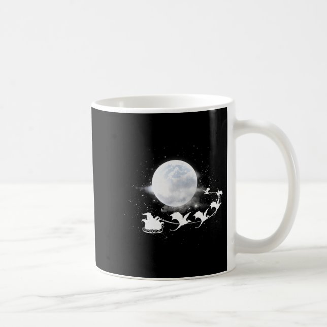Christmas Santa Claus Flying Past The Moon Dragon  Coffee Mug (Right)