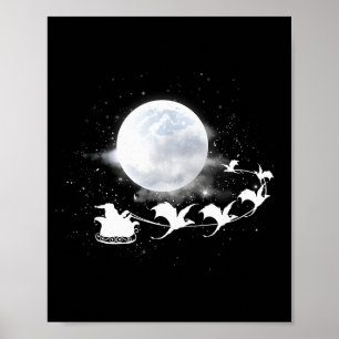 Christmas Santa Claus Flying Past The Moon Dragon Poster