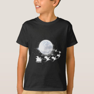Christmas Santa Claus Flying Past The Moon Dragon  T-Shirt
