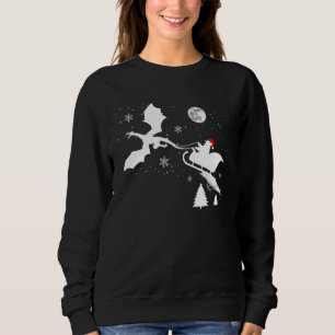 Christmas Santa Claus Flying Past The Moon W Drago Sweatshirt