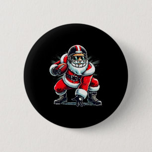 Christmas Santa Claus Football Lineman Quarterback 6 Cm Round Badge