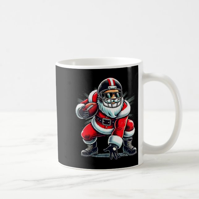 Christmas Santa Claus Football Lineman Quarterback Coffee Mug (Right)