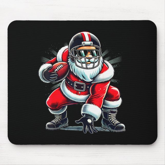 Christmas Santa Claus Football Lineman Quarterback Mouse Mat (Front)
