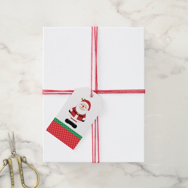 Christmas Santa Claus  Gift Tags (With Twine)