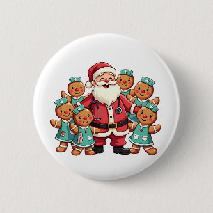 Christmas Santa Claus Gingerbread Nurses  6 Cm Round Badge