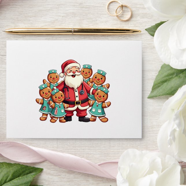 Christmas Santa Claus Gingerbread Nurses  Envelope (Wedding)