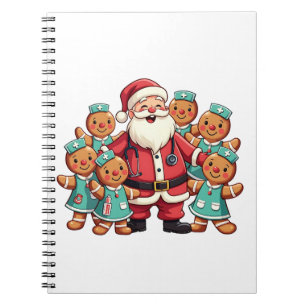 Christmas Santa Claus Gingerbread Nurses Notebook