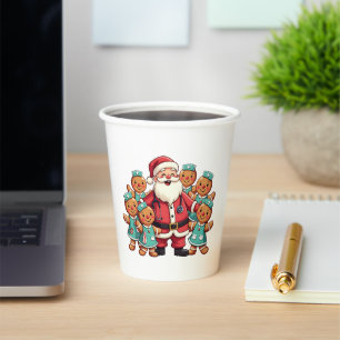 Christmas Santa Claus Gingerbread Nurses Paper Cups