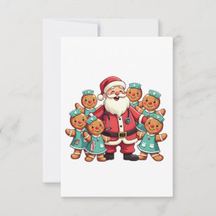 Christmas Santa Claus Gingerbread Nurses RSVP Card