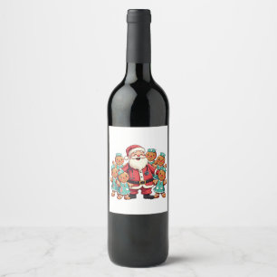 Christmas Santa Claus Gingerbread Nurses  Wine Label