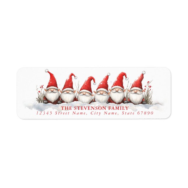 Christmas Santa Claus Gnome Return Address Labels (Front)