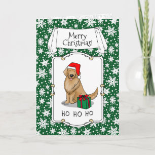 Christmas Santa Claus Golden Retriever Dog Cute Card