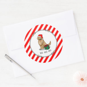 Christmas Santa Claus Golden Retriever Dog Cute Classic Round Sticker