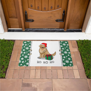 Christmas Santa Claus Golden Retriever Dog Cute Doormat