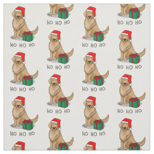 Christmas Santa Claus Golden Retriever Dog Cute Fabric