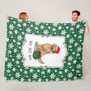 Christmas Santa Claus Golden Retriever Dog Cute Fleece Blanket