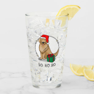 Christmas Santa Claus Golden Retriever Dog Cute Glass