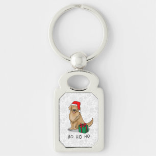 Christmas Santa Claus Golden Retriever Dog Cute Key Ring