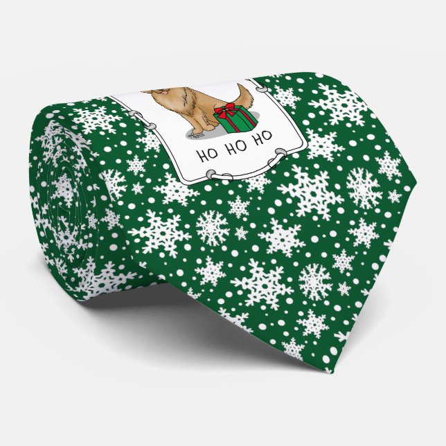 Christmas Santa Claus Golden Retriever Dog Cute Tie (Rolled)