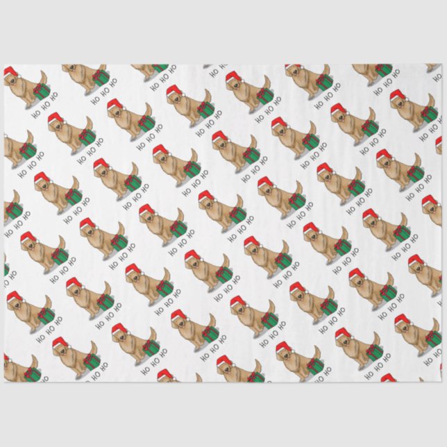 Christmas Santa Claus Golden Retriever Dog Cute Tissue Paper (Front)