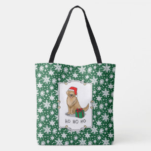 Christmas Santa Claus Golden Retriever Dog Cute Tote Bag