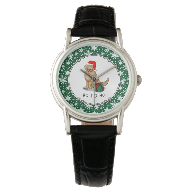 Christmas Santa Claus Golden Retriever Dog Cute Watch (Front)