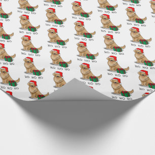 Christmas Santa Claus Golden Retriever Dog Cute Wrapping Paper