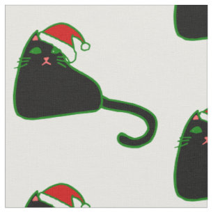 christmas santa claus hat black cat fabric