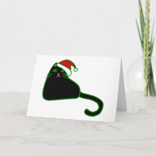 christmas santa claus hat black cat invitation