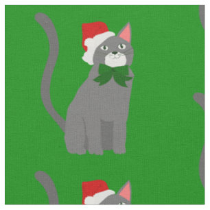 christmas santa claus hat grey cat fabric