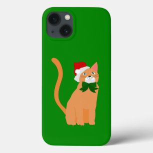 christmas santa claus hat orange cat iPhone 13 case
