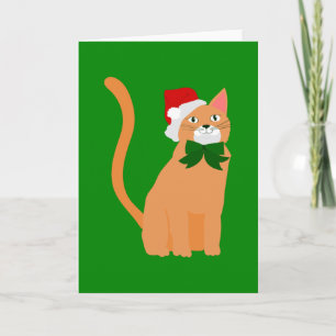 christmas santa claus hat orange cat invitation