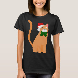 christmas santa claus hat orange cat T-Shirt