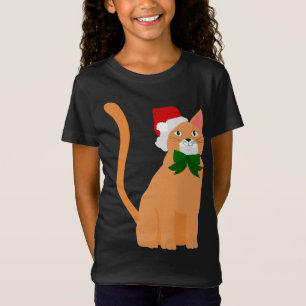 christmas santa claus hat orange cat T-Shirt