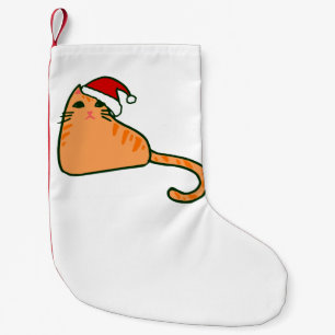 christmas santa claus hat orange tabby cat small christmas stocking