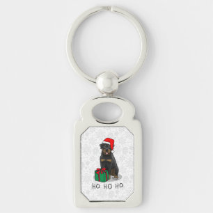 Christmas Santa Claus Hat Rottweiler Dog Cute Key Ring