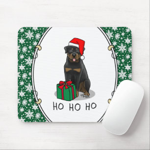 Christmas Santa Claus Hat Rottweiler Dog Cute Mouse Mat