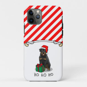 Christmas Santa Claus Hat Rottweiler Dog Funny iPhone 11 Pro Case
