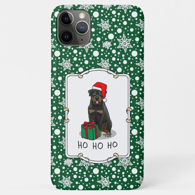 Christmas Santa Claus Hat Rottweiler Dog Funny Case-Mate iPhone Case (Back)