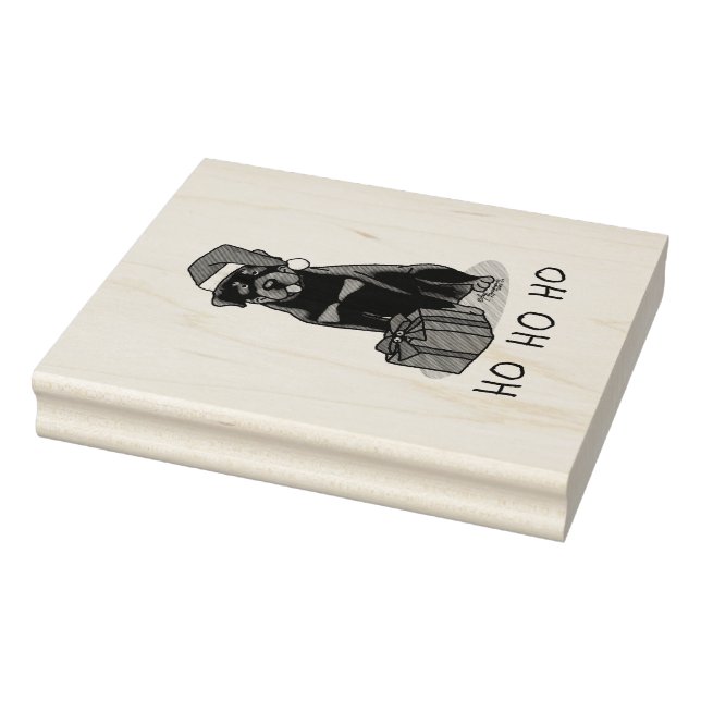 Christmas Santa Claus Hat Rottweiler Dog Funny Rubber Stamp (Stamp)
