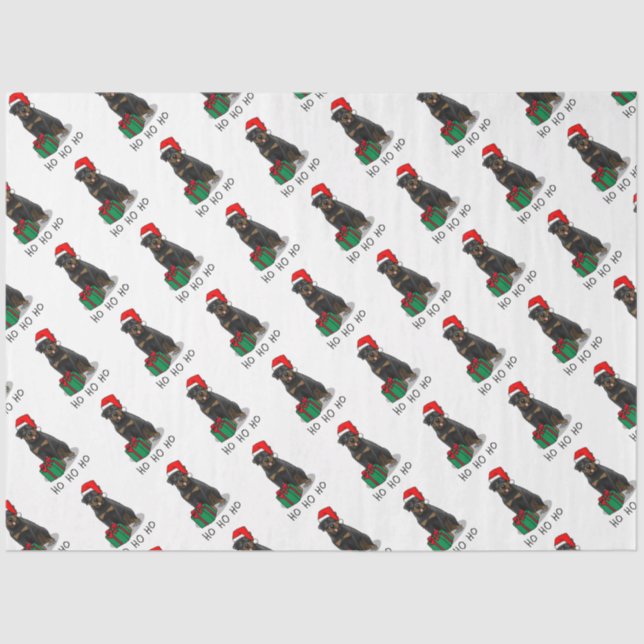 Christmas Santa Claus Hat Rottweiler Dog Funny Tissue Paper (Front)