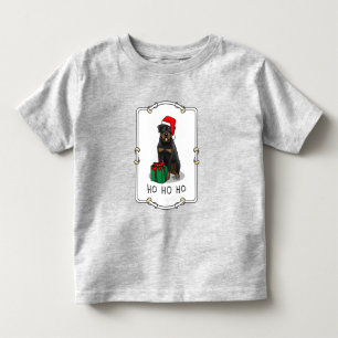 Christmas Santa Claus Hat Rottweiler Dog Funny Toddler T-Shirt
