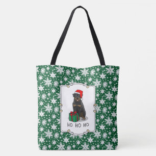 Christmas Santa Claus Hat Rottweiler Dog Funny Tote Bag