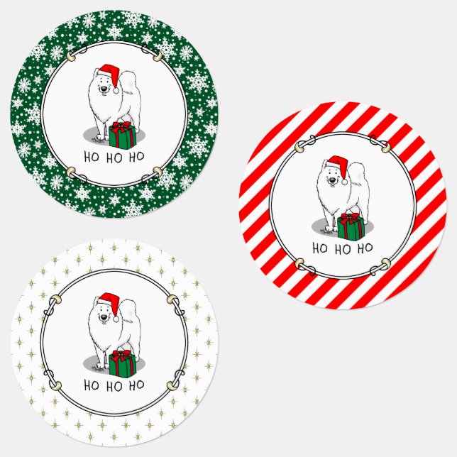 Christmas Santa Claus Hat Samoyed Dog Cute (Group)