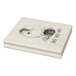 Christmas Santa Claus Hat Samoyed Dog Cute Rubber Stamp