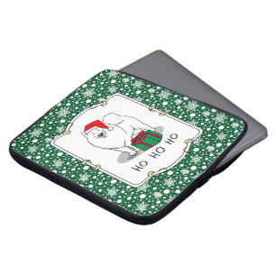 Christmas Santa Claus Hat Samoyed Dog Funny Laptop Sleeve