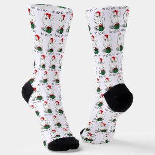 Christmas Santa Claus Hat Samoyed Dog Funny Socks
