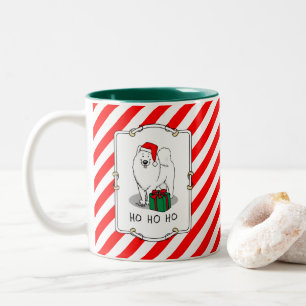 Christmas Santa Claus Hat Samoyed Dog Funny Two-Tone Coffee Mug