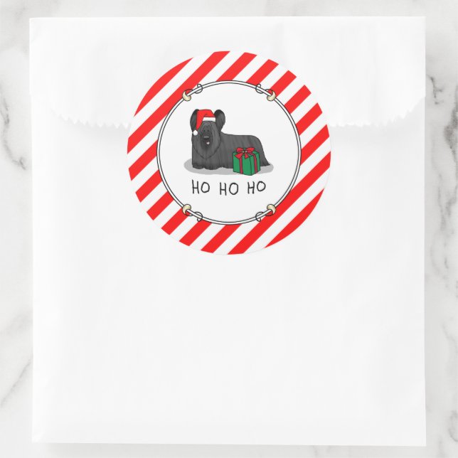 Christmas Santa Claus Hat Skye Terrier (black) Classic Round Sticker (Bag)